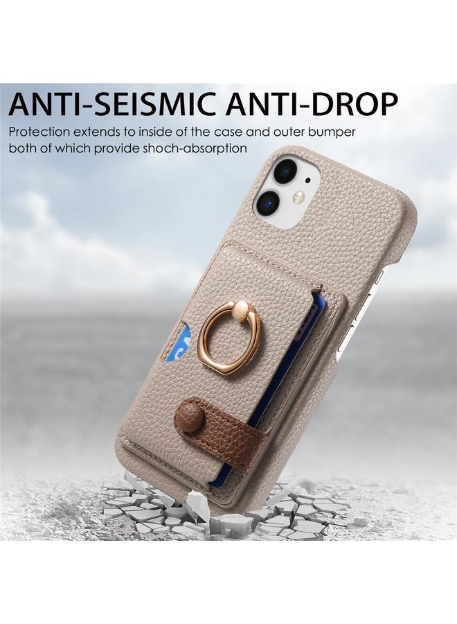 زبون جراب هاتف iPhone 11 من جلد الليتشي مع حافة زيتية وغطاء خلفي للبطاقة - Image 2