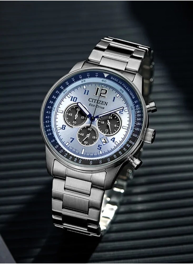 CITIZEN Eco‑Drive Chronograph Watch CA4500‑83M, 44 mm Blue Dial, Stainless Steel Case & Bracelet, 100 m WR - Image 1
