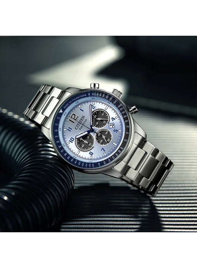 CITIZEN Eco‑Drive Chronograph Watch CA4500‑83M, 44 mm Blue Dial, Stainless Steel Case & Bracelet, 100 m WR - Image 4