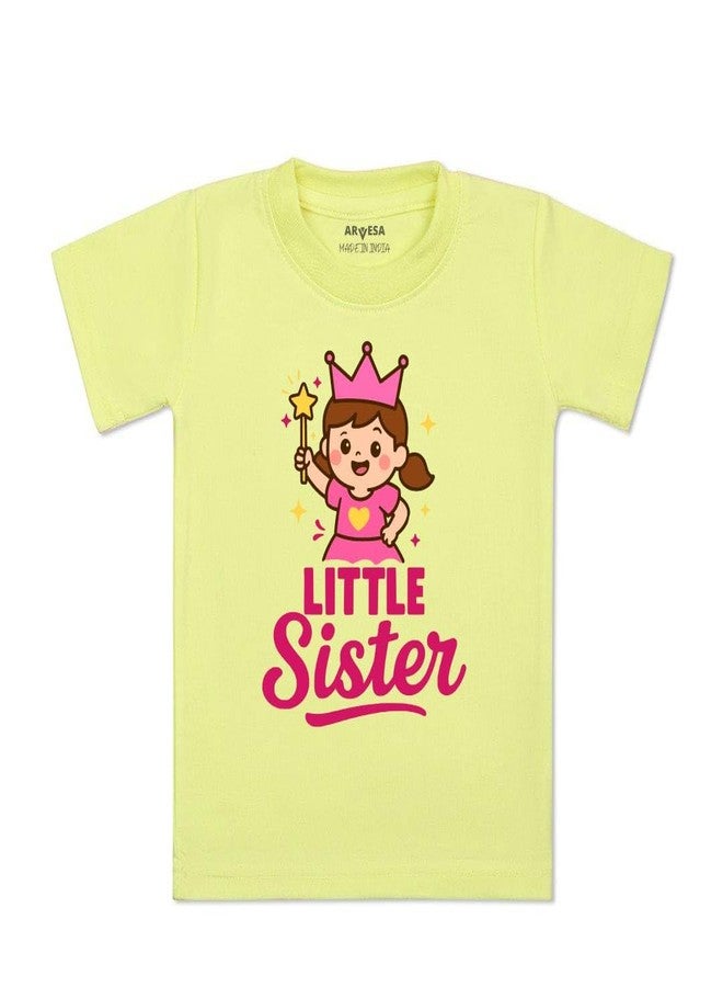 أرفيسا تيشيرت ARVESA Little Sister TS-1987 للأطفال من الجنسين، نصف كم، رقبة دائرية، لون أصفر، مناسب للأطفال من عمر شهر إلى 6 سنوات. - Image 1
