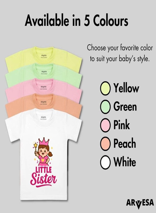 أرفيسا تيشيرت ARVESA Little Sister TS-1987 للأطفال من الجنسين، نصف كم، رقبة دائرية، لون أصفر، مناسب للأطفال من عمر شهر إلى 6 سنوات. - Image 4