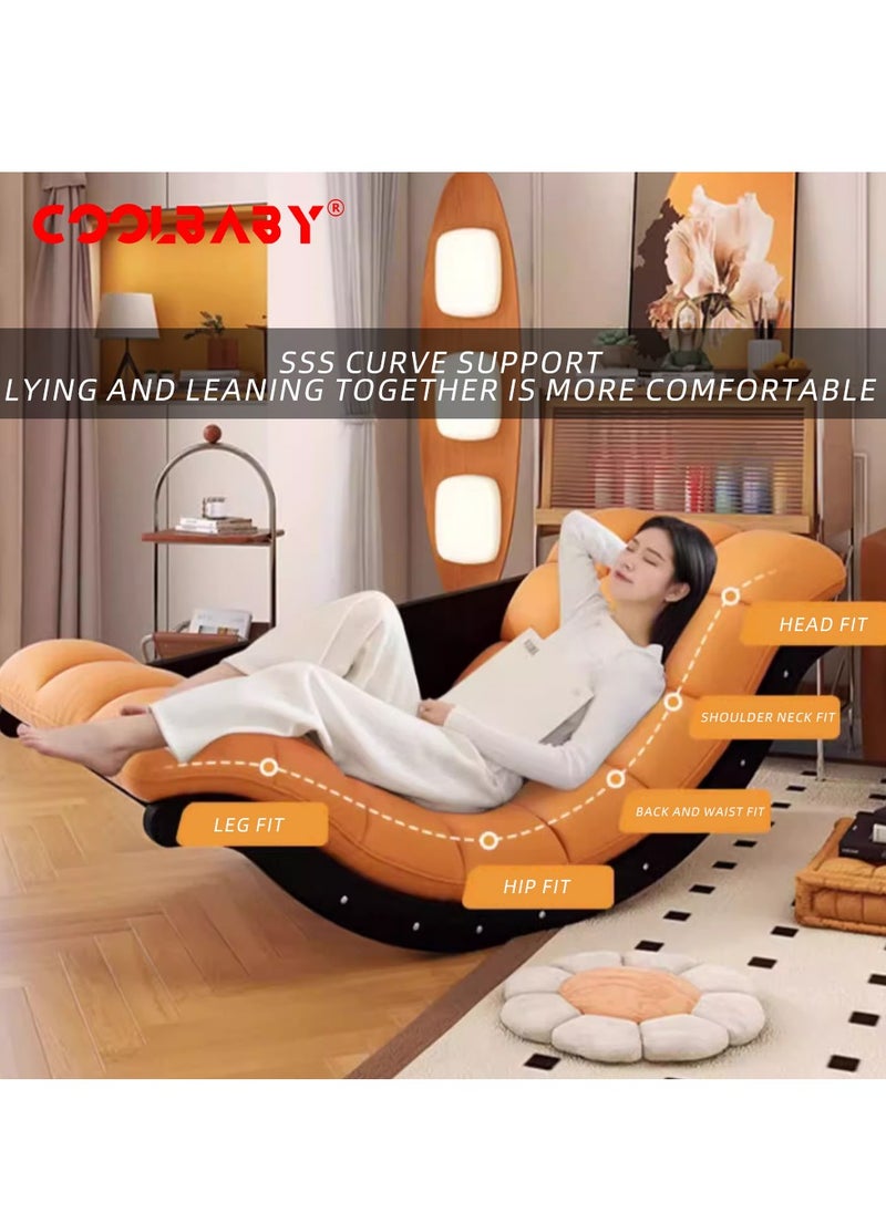 Cool Baby CoolBaby Outdoor Rocking Chair, Moon Shaped Rocking Chair, Indoor Sofa Chair for Bedroom, Living Room, Porch, Garden, Lawn - Yellow  - Image 3