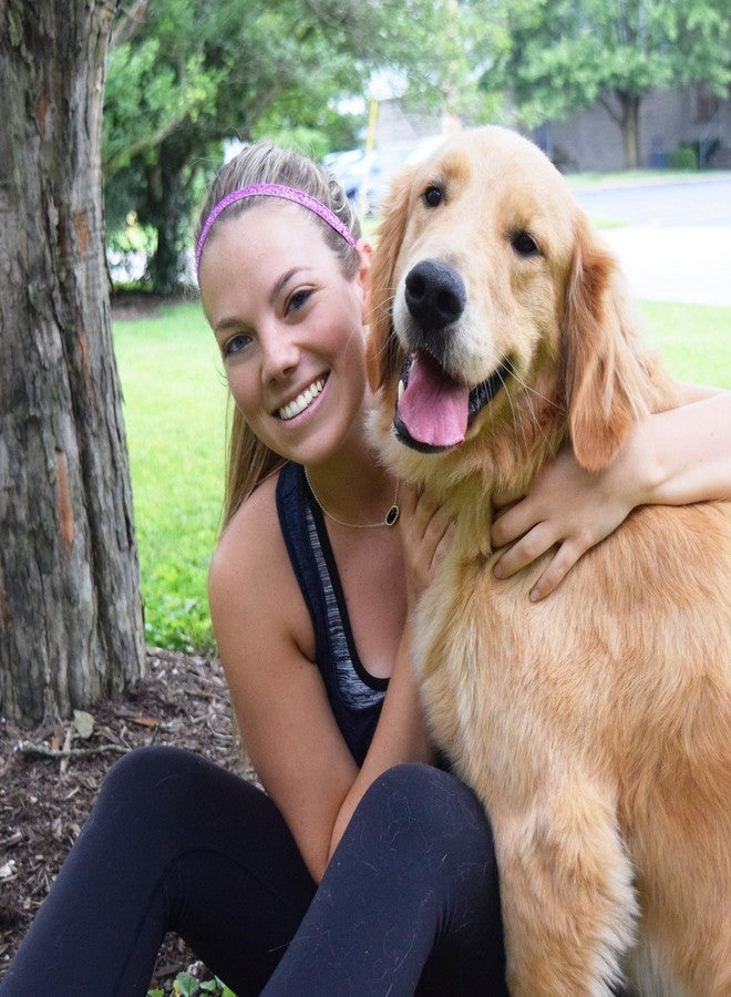 Sweaty Bands Womens and Girl Headband - Non-Slip Velvet-Lined Glitter Hairband - Viva Diva Pink 3/8-Inch - Image 5