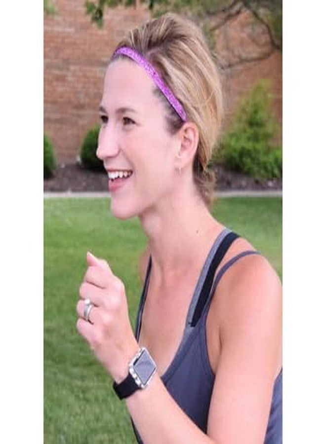 Sweaty Bands Womens and Girl Headband - Non-Slip Velvet-Lined Glitter Hairband - Viva Diva Pink 3/8-Inch - Image 4