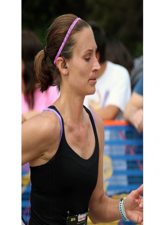 Sweaty Bands Womens and Girl Headband - Non-Slip Velvet-Lined Glitter Hairband - Viva Diva Pink 3/8-Inch - Image 2