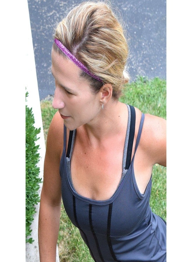 Sweaty Bands Womens and Girl Headband - Non-Slip Velvet-Lined Glitter Hairband - Viva Diva Pink 3/8-Inch - Image 3