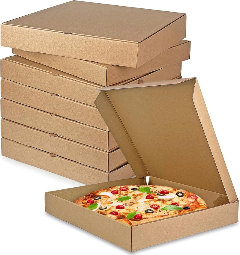 KEEPARTY 8 PCS 14x14x2 Inch Pizza Boxes Corrugated Box For Homemade Pizzas - Image 1