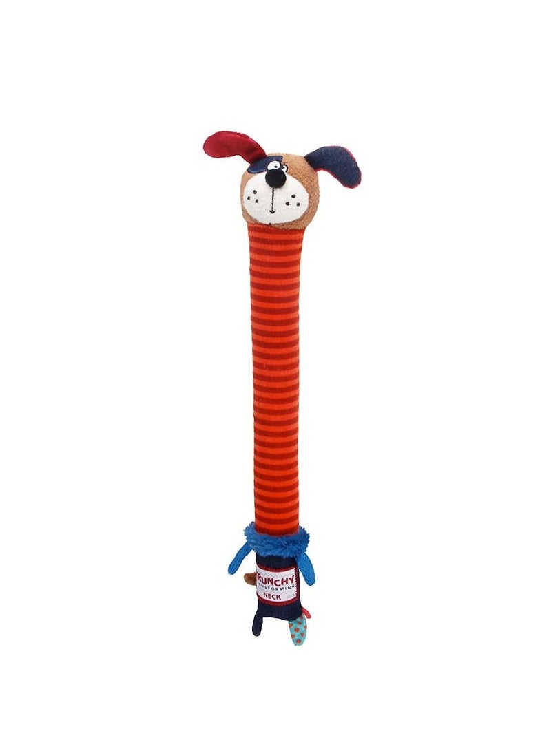 GIGWI Crunchy Neck Plush Friends Dog with Bone and Squeaker Multicolor Small - Image 1