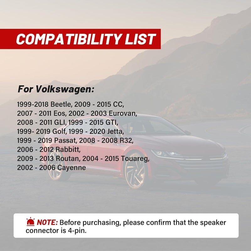 RED WOLF Door Speaker Wiring Harness Connector Plug Replacement for Volkswagen VW 2009-2018 Tiguan, 1999-2019 Golf, 1999-2016 Jetta, 1999-2019 Beetle, 1999-2019 Passat Install Car Speaker Wire Cable - Image 2