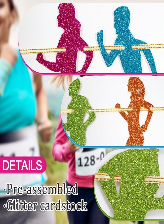 FOZEE Find Your Happy Pace Banner, Runner Party Decor, Running Race Glitter Banner, Running Birthday Party Banner, Marathon Party Decorations, Gold Glitter - Image 3