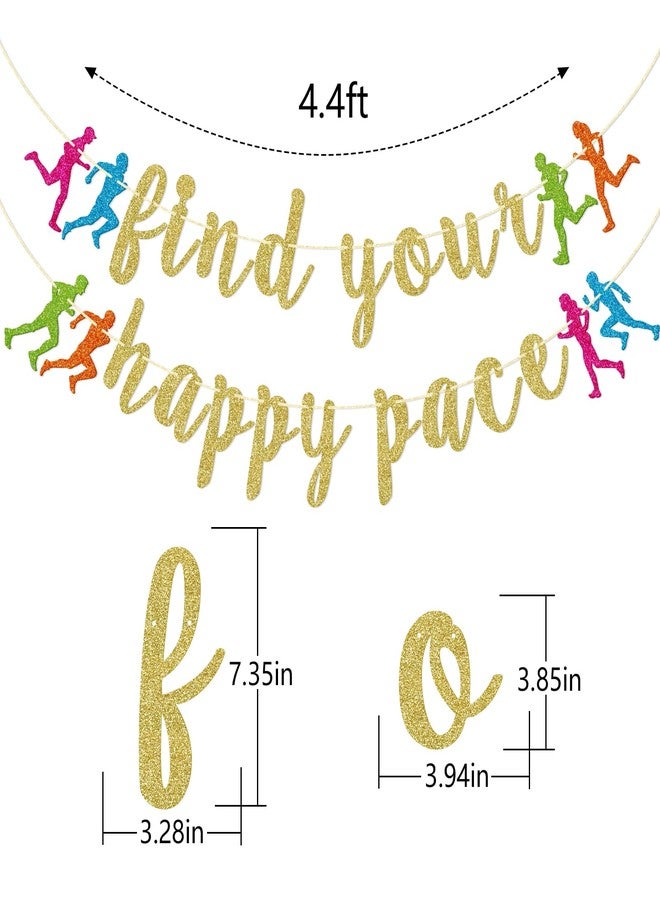 FOZEE Find Your Happy Pace Banner, Runner Party Decor, Running Race Glitter Banner, Running Birthday Party Banner, Marathon Party Decorations, Gold Glitter - Image 2
