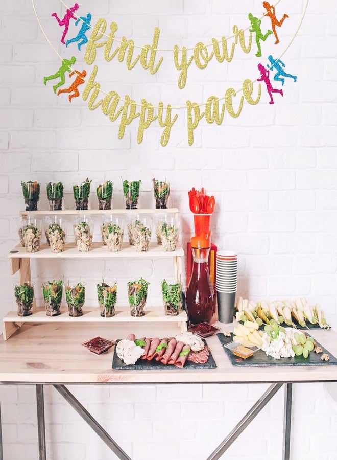 FOZEE Find Your Happy Pace Banner, Runner Party Decor, Running Race Glitter Banner, Running Birthday Party Banner, Marathon Party Decorations, Gold Glitter - Image 5