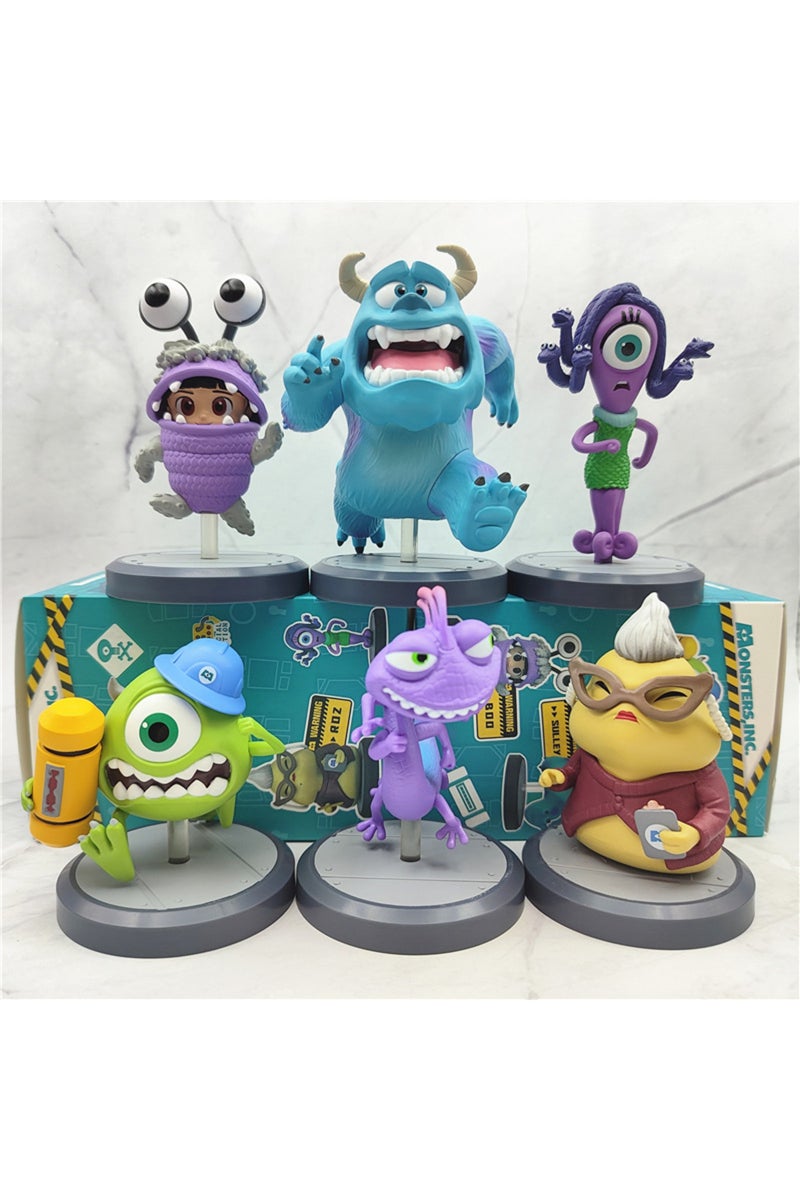 مجموعة من 6 قطع من مجسمات شخصيات أنمي لطيفة من جامعة الوحوش، سوليفان ومايكل، مع العلبة رقم 01، بطول 7-10 سم