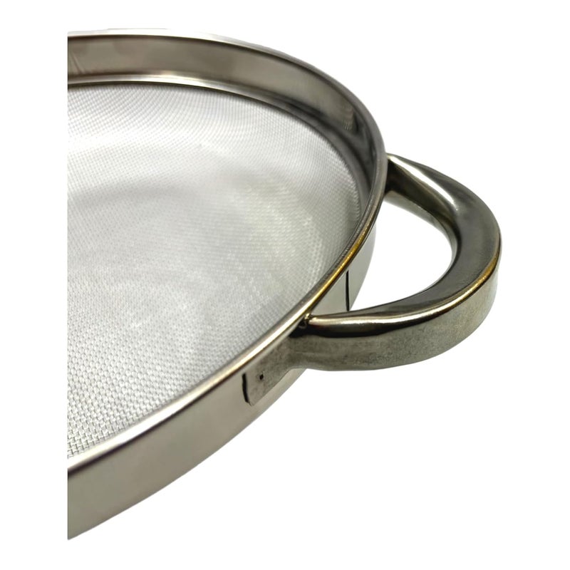 faas Stainless Steel Multi Purpose Puran JaliColander Strainer Drainer with Handle Use for Rice Fruits Vegetable Noodles Beans Grain suice Soup Filter Basket for KitchenSilver Pack of 1 8NO - Image 4