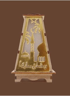 يوويل فانوس رمضان خشبي ديكور رمضان مبارك ضوء فانوس ديكور العيد للاستخدام الداخلي والخارجي ديكور ضوء رمضان 13X8.5 سم  - Image 2