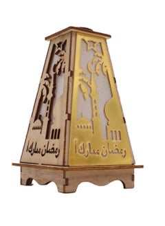 يوويل فانوس رمضان خشبي ديكور رمضان مبارك ضوء فانوس ديكور العيد للاستخدام الداخلي والخارجي ديكور ضوء رمضان 13X8.5 سم  - Image 3