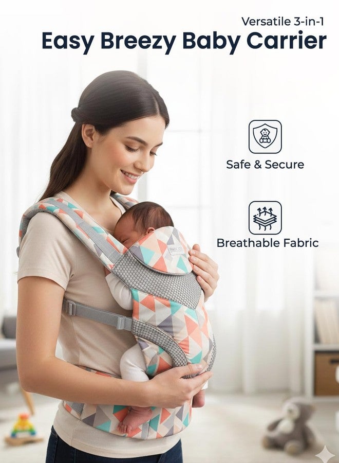 POLKA TOTS Ergonomic Baby Carrier for 0 to 3 Year Baby, 3-in-1 Lightweight Breathable Mesh Baby Holder with M-Shape Seat, Adjustable Belt, Extra Cushioning & Sun Protection Hood (Up to 20kg) (Triangle Print) - Image 2