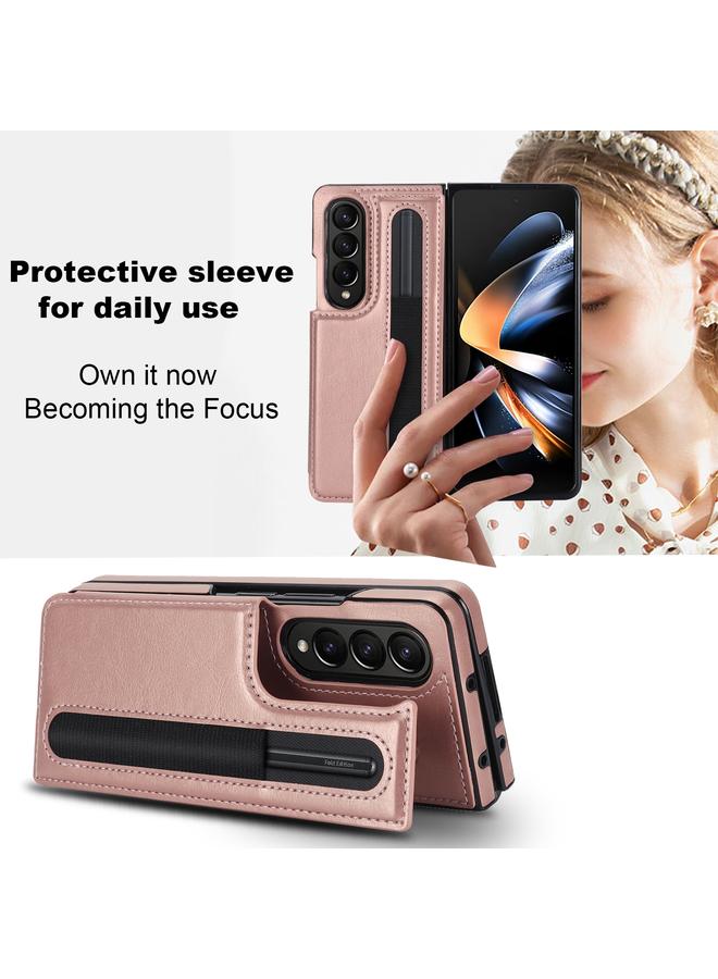 اس-توب جراب لهاتف Samsung Galaxy Z Fold3، جراب هاتف من البولي يوريثان بتغطية كاملة ومشبك مزدوج مع فتحات للقلم - Image 4