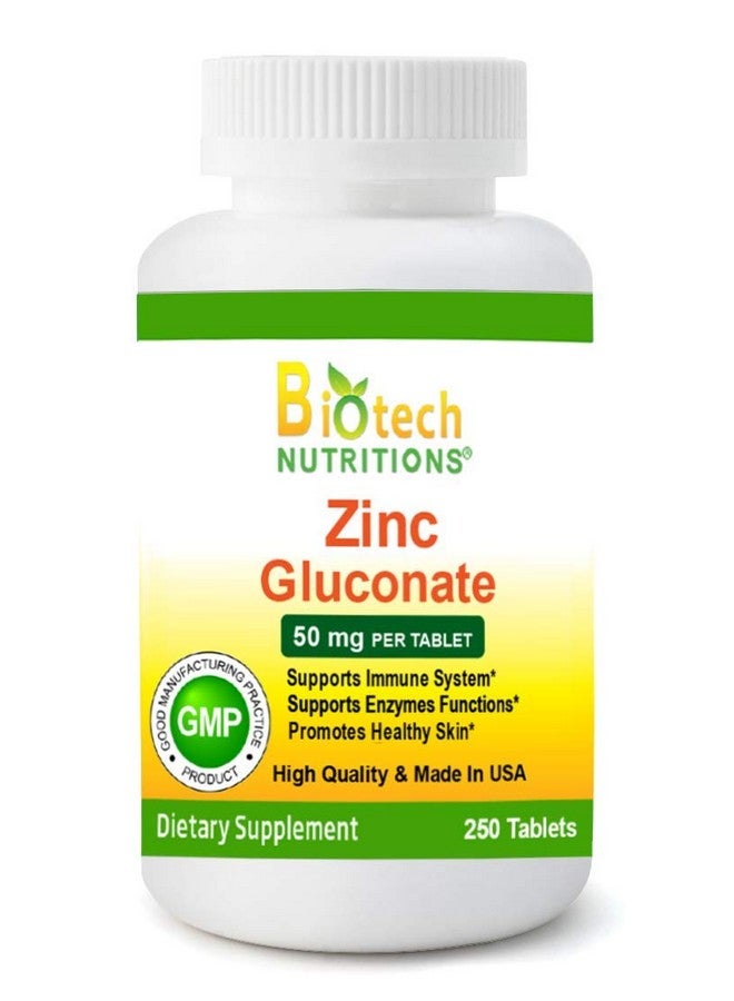 Biotech Nutritions Zinc Gluconate 50 Mg 250 Tablets Made In Usa Vegetarian/Vegan Zinc Gluconate - Image 2