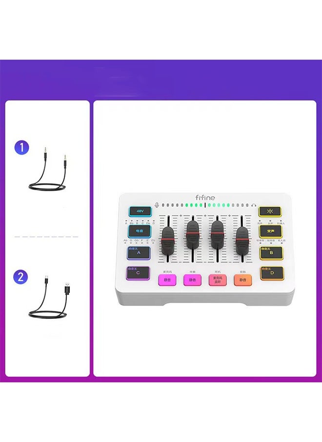 فيفين خلاط صوت للألعاب من FIFINE، خلاط RGB رباعي القنوات مع واجهة ميكروفون XLR، لصوت الألعاب، والبودكاست، وAmpliGame SC3 