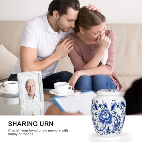 SIBRANT Small Urns for Human Ashes, Ceramic Memorial Mini Urns, Ceramic Urns for Female & Male Pet Ashes,Small Sharing Ash Keepsake with Exquisite Box Honor Your Loved One Lost（Blue &1M） - Image 4