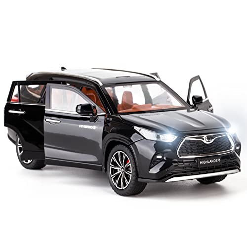 BDTCTK 1/24 Highlander Model Car, Zinc Alloy Pull Back Toy car with Sound and Light for Kids Boy Girl Gift(Black) - Image 1