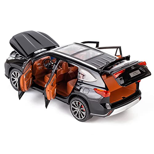 BDTCTK 1/24 Highlander Model Car, Zinc Alloy Pull Back Toy car with Sound and Light for Kids Boy Girl Gift(Black) - Image 4
