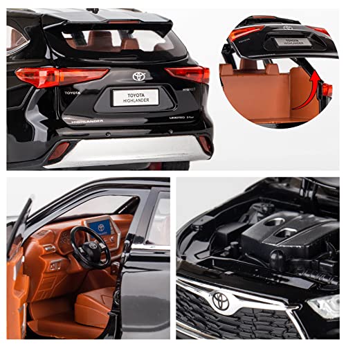BDTCTK 1/24 Highlander Model Car, Zinc Alloy Pull Back Toy car with Sound and Light for Kids Boy Girl Gift(Black) - Image 5