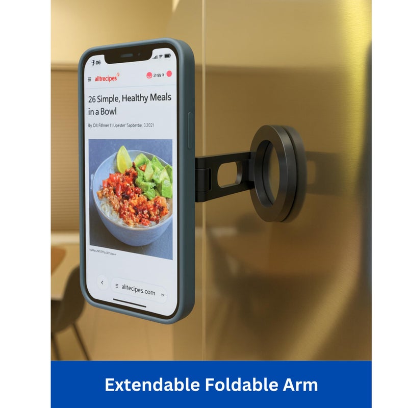 Maxby Refrigerator Phone Holder | Strong Magnetic Mount with Adjustable Arm and 360Â° Rotation | Hands-Free Kitchen Use | for Phones and Tablets | for Fridge and Other Metal Surfaces - Image 2