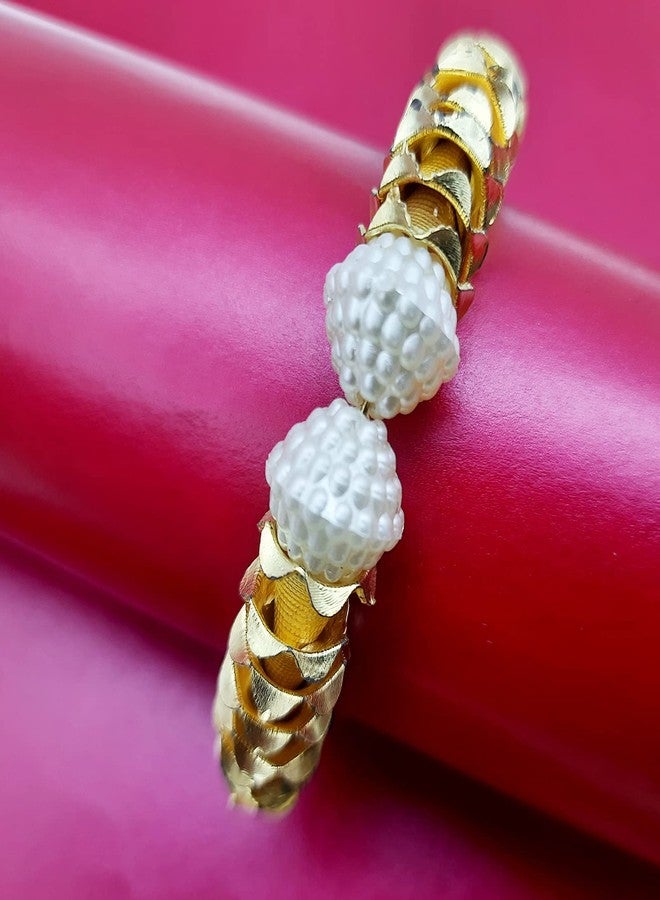 Ascension Golden Kundan Pearl Lumba Rakhi Bracelet chuda rakhi Raksha Bandhan Moli Bracelet Designer Rakhi for Sister in law Bhabhi Lumba Rakhi with Roli Tilak Pack (Pack of 2) - Image 5