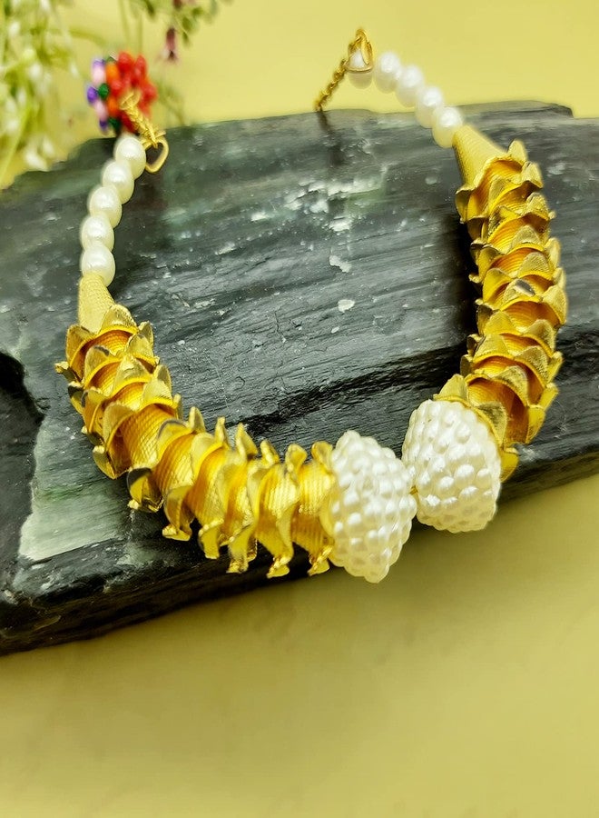 Ascension Golden Kundan Pearl Lumba Rakhi Bracelet chuda rakhi Raksha Bandhan Moli Bracelet Designer Rakhi for Sister in law Bhabhi Lumba Rakhi with Roli Tilak Pack (Pack of 2) - Image 3