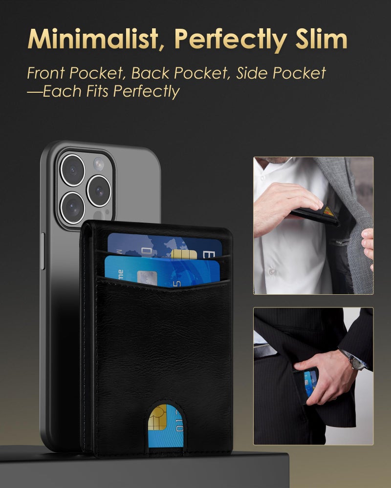 QLD Wallet for Men - RFID Blocking [Functional & Practical] Bifold Slim Minimalist Credit Card Holder Pop Up Metal Case with Cash Slot, Front Pocket with ID Window, Gift Boxed (BLACK) - Image 3