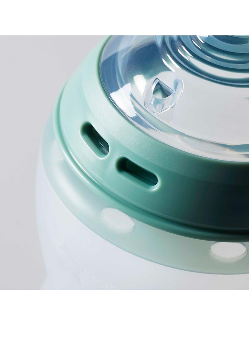 تومي تيبي يو كيه زجاجة أطفال من السيليكون ذات ملمس ناعم من Closer to Nature، مقاومة للبقع والمغص والرائحة، شفافة 5 أونصة - Image 3