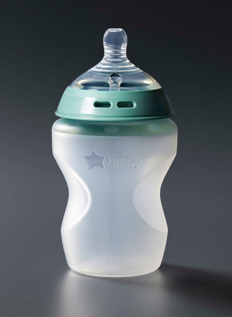 تومي تيبي يو كيه زجاجة أطفال من السيليكون ذات ملمس ناعم من Closer to Nature، مقاومة للبقع والمغص والرائحة، شفافة 5 أونصة - Image 4