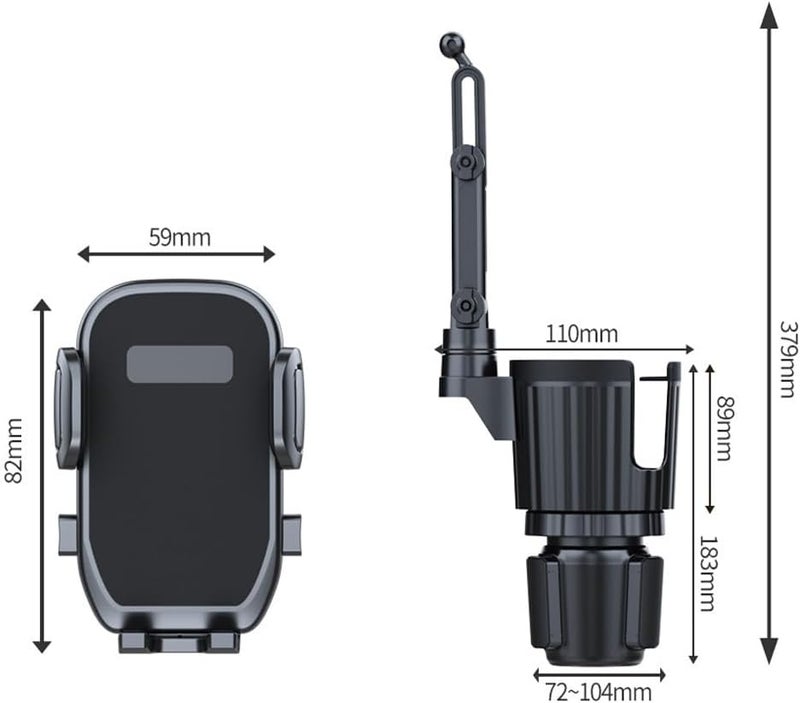 Elecphbo Cup Holder Phone Mount for Car, 2 in 1 Cell P Car Mount 360 Rotation Cup Holder Expander for Stanley 10-40oz Drink Bottles, Mugs and Phone Compatible with iPhone Samsung - Image 1