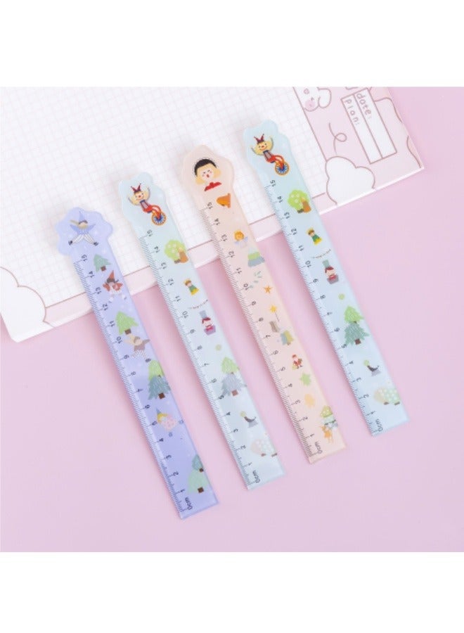 Generic 4Pcs Rulers Cartoon Acrylic Rulers Student Drawing Measuring Ruler  - Image 4