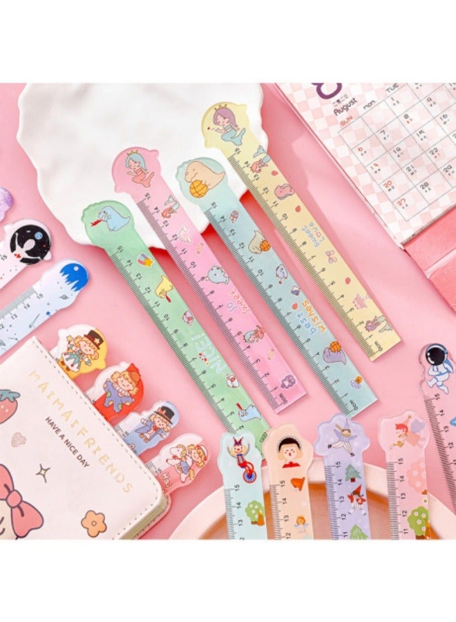 Generic 4Pcs Rulers Cartoon Acrylic Rulers Student Drawing Measuring Ruler  - Image 3