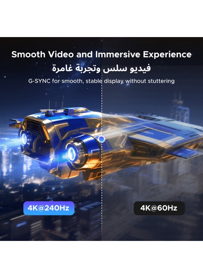 يو جرين محول DisplayPort إلى HDMI بدقة 8K - عبوة من 2، محول Display Port إلى HDMI أحادي الاتجاه بدقة 4K@240Hz/2K@240Hz، محول من الألمنيوم متوافق مع Dell وLenovo وHP وHDTV وAMD وNVIDIA والمزيد. - Image 4