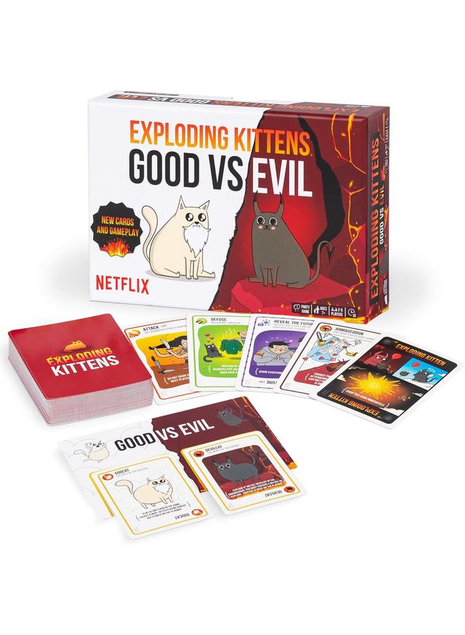 Bluejw Exploding Kittens Good vs. Evil 2 To 5 Players Ages 7+Inspired By Netflix Show High Stakes Family Card Game Party Game Family Game Night Animated Netflix Show - Image 1