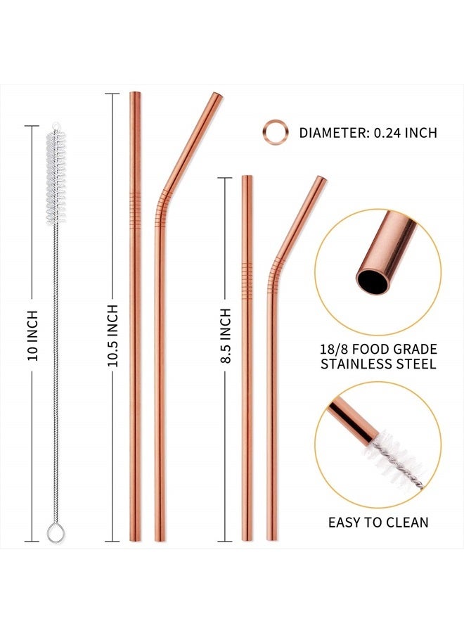Hiware 12-Pack Rose Gold Metal Straws Reusable with Case - Stainless Steel Drinking Straws for 30oz and 20oz Tumblers Yeti Dishwasher Safe, 2 Brushes Included - Image 2