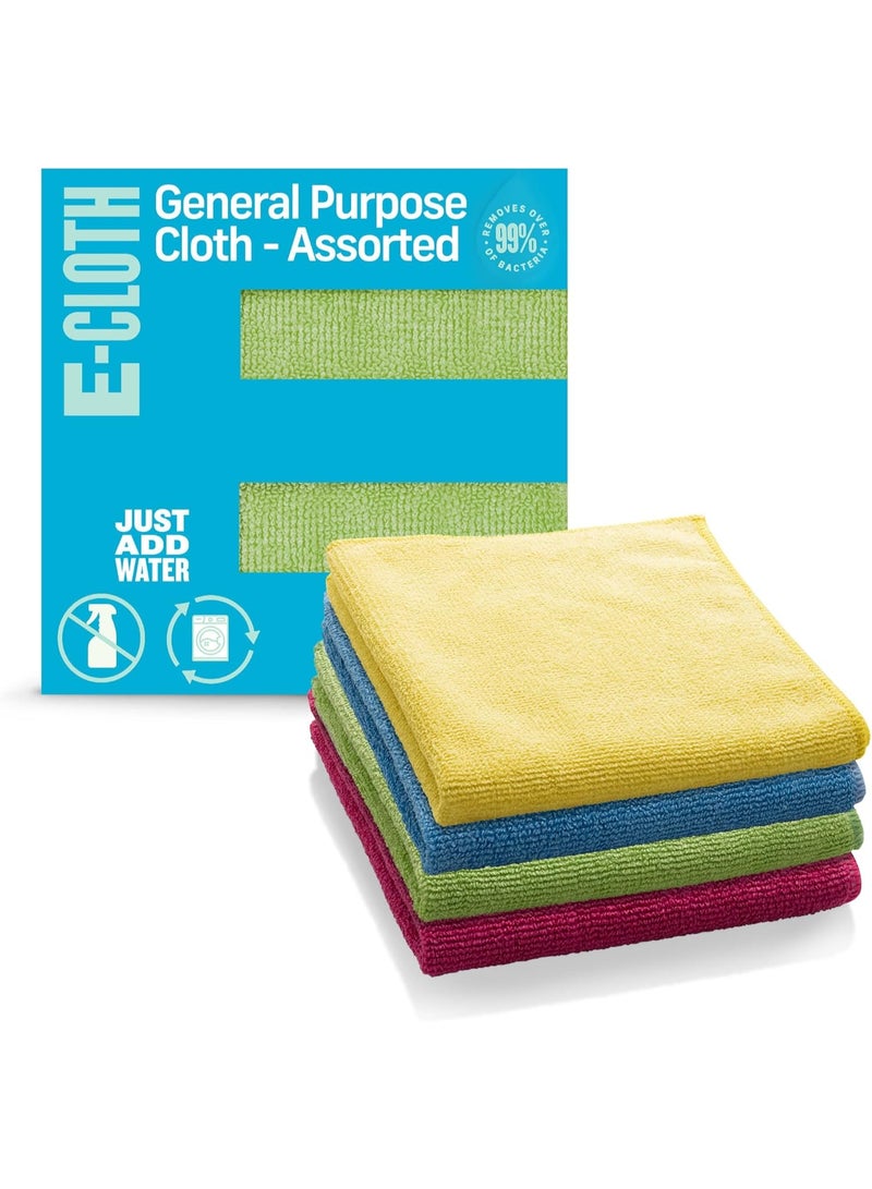 e-cloth E-Cloth Microfiber Cloth 4-Pack, World's Leading Premium Microfiber Cleaning Cloth, Twice as Durable as Competition, 1 Year Guarantee, Ideal for Kitchen, Countertops, Sinks, and Bathrooms, Assorted - Image 1