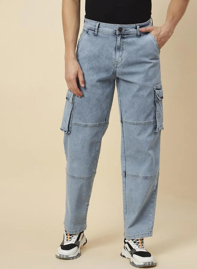 HIGH STAR High Star High Rise Relaxed Fit Faded Cargo Jeans