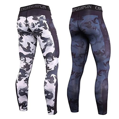 OEBLD Compression Pants Men UV Blocking Running Tights 1 or 2 Pack Gym Yoga Leggings for Athletic Workout - Image 2