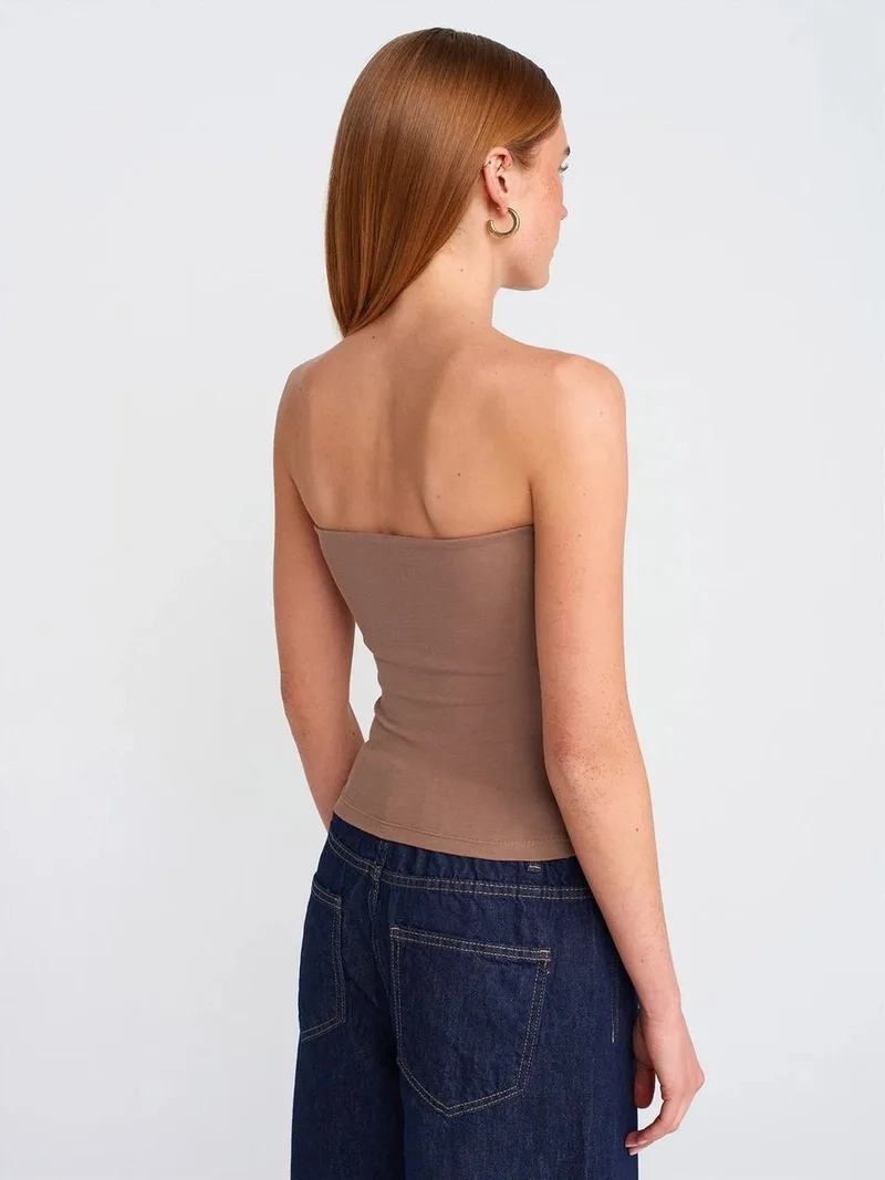 ديلفين Dilvin Strapless Bodycon Bandeau Blouse