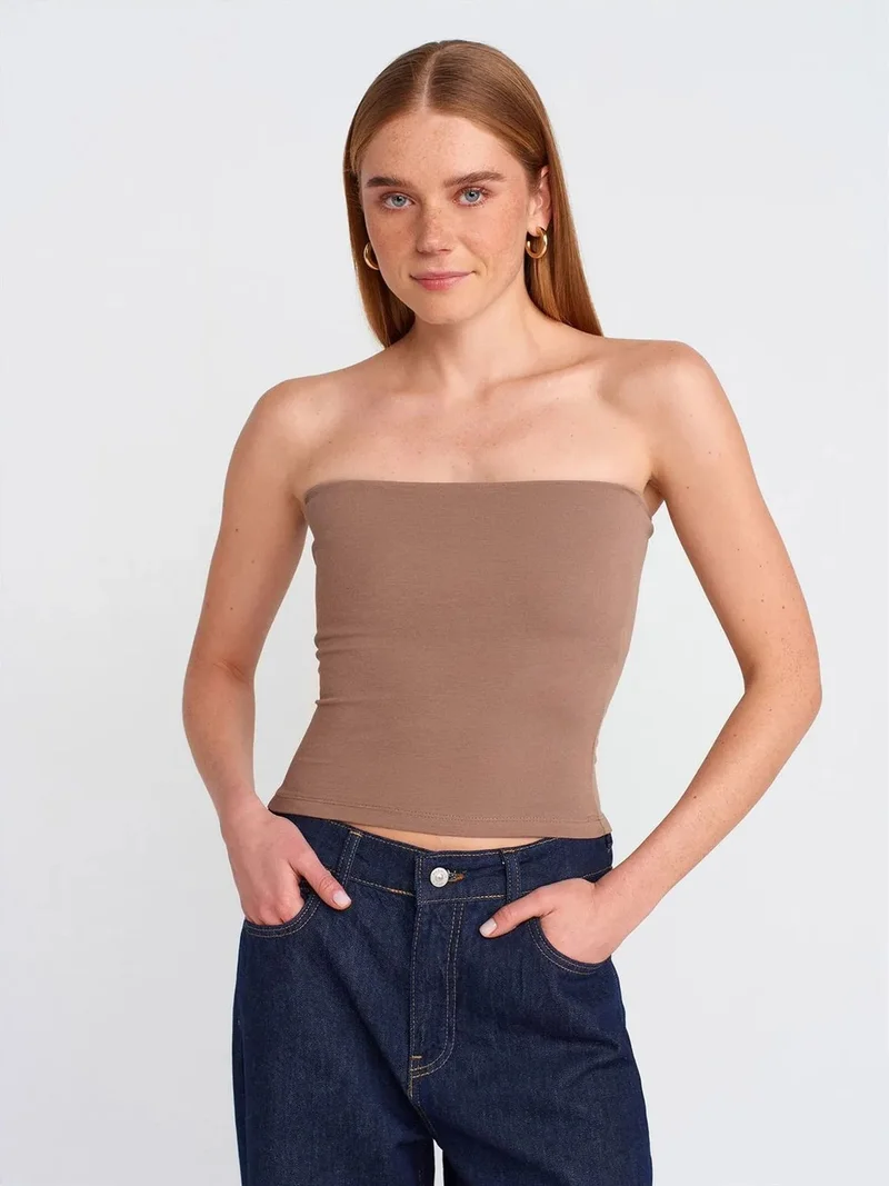 ديلفين Dilvin Strapless Bodycon Bandeau Blouse