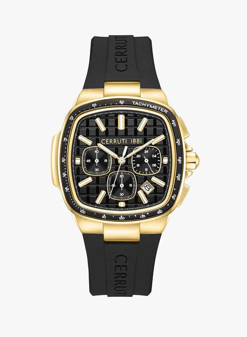 شيروتي 1881 Cerruti 1881 Gents Yellow Gold Plated Black Matt Dial Watch