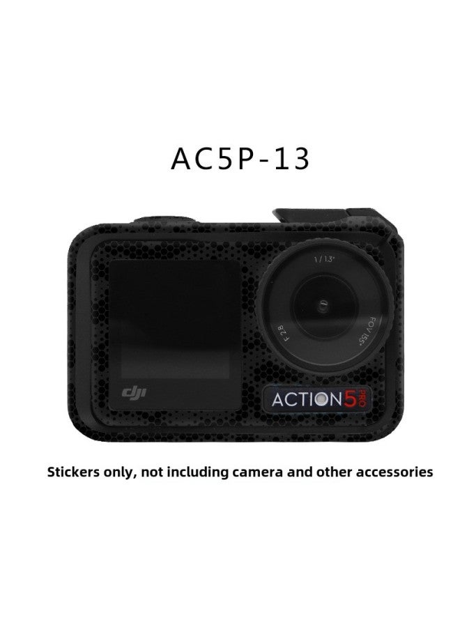 StartFly Suitable For DJI Action 5PRO Sports Camera Sticker Color Change Film No Glue Accessories-Color:Ac5-13 Snake Scale Black Sticker-Specifications:Dji Action 5pro+ Frame Complete Set  - Image 1
