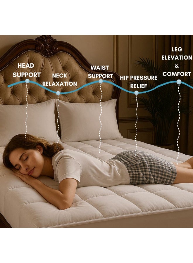 أميريكان لينين غطاء مرتبة فاخر من أمريكان لينين - ٢٠٠×٢٠٠×٨ سم | ألياف دقيقة فائقة النعومة ٩٠٠ جرام للمتر المربع | راحة فائقة | وسادة سرير سميكة، خفيفة الوزن، وجيدة التهوية، مع أشرطة مرنة - أبيض - Image 5