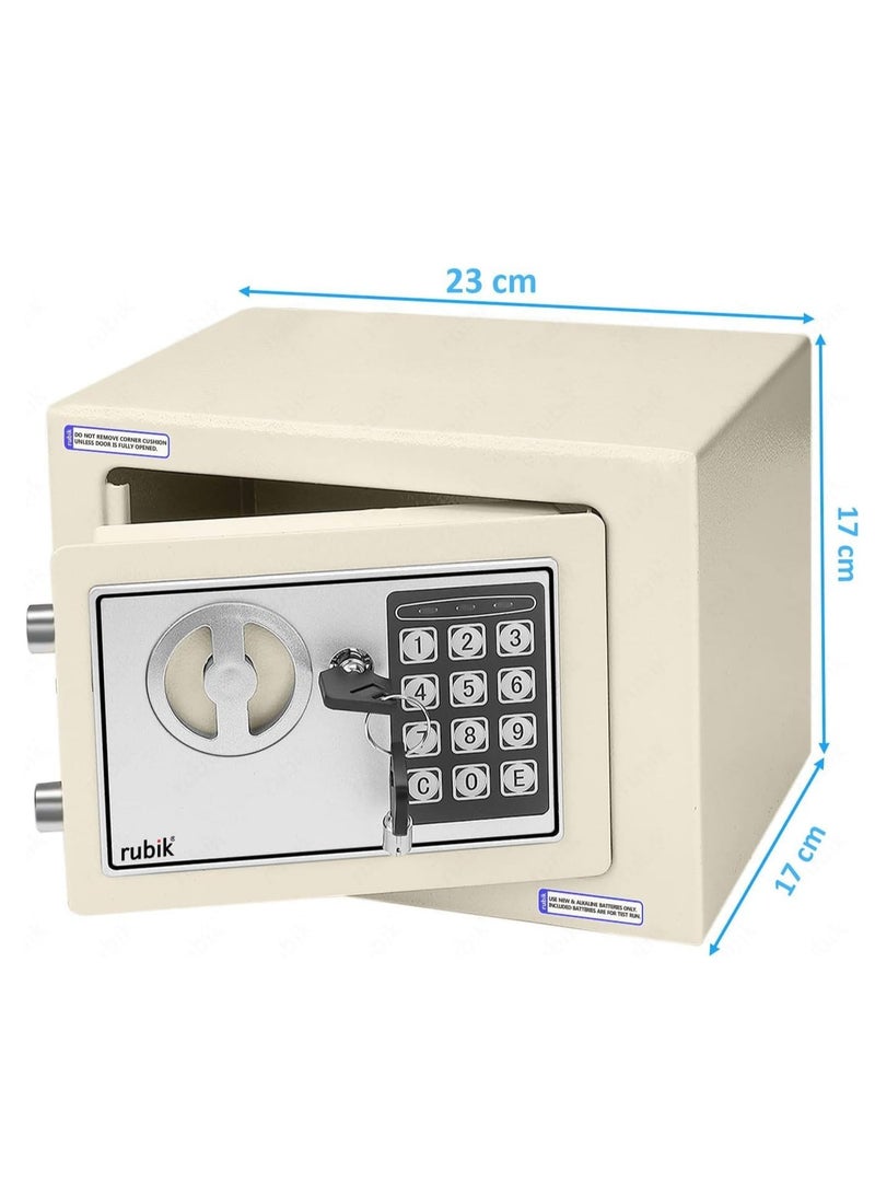 Rubik Mini Digital Safe Box with Electronic Keypad and Physical Key Lock for Home Office Hotel Jewelry Passport Watches Cash Storage Size 23x17x17cm (Blue) - Image 2