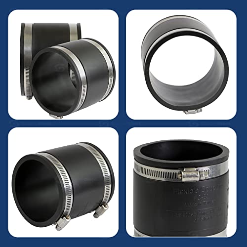 SUPPLYGIANT Supply Giant 6I49 Flexible PVC Coupling With Stainless Steel Clamps, 4", Black - Image 4